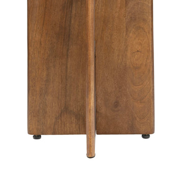 Naomi 18" Rustic Minimalist Marble/Wood X-Base Accent Table
